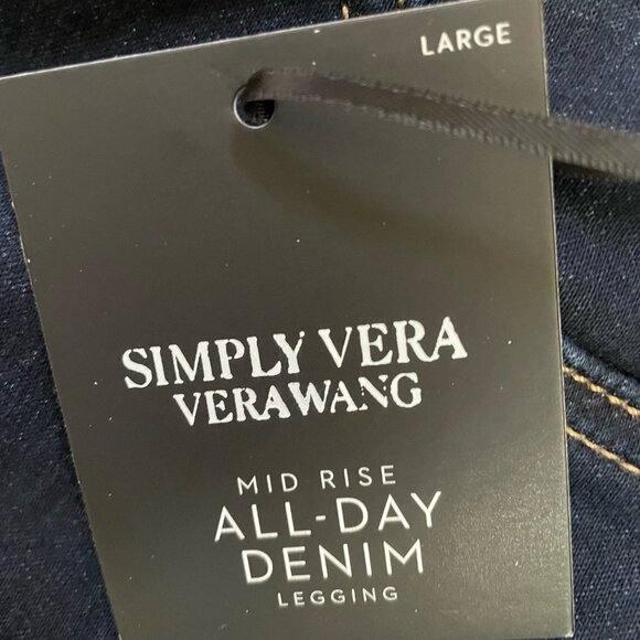 Simply Vera Vera Wang Mid Rise Navy Blue Large Denim Legging - Picture 6 of 6